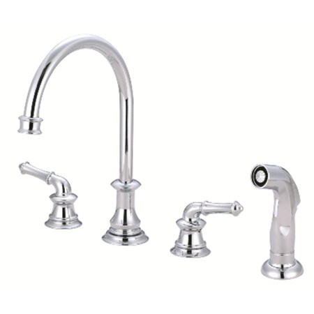 Just Two Handle Kitchen Widespread Faucet With Spray- Polished Chrome JRL-1191